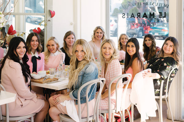 Galentine's day brunch with sassy red lipstick, Katie dean, san francisco bloggers, at Le Marais Bakery