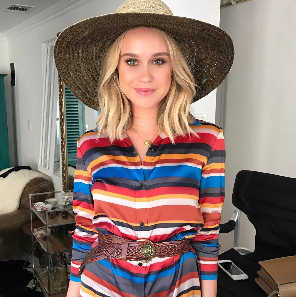 Becca Tobin, boho look at Coachella, linked choker Katie Dean Jewelry