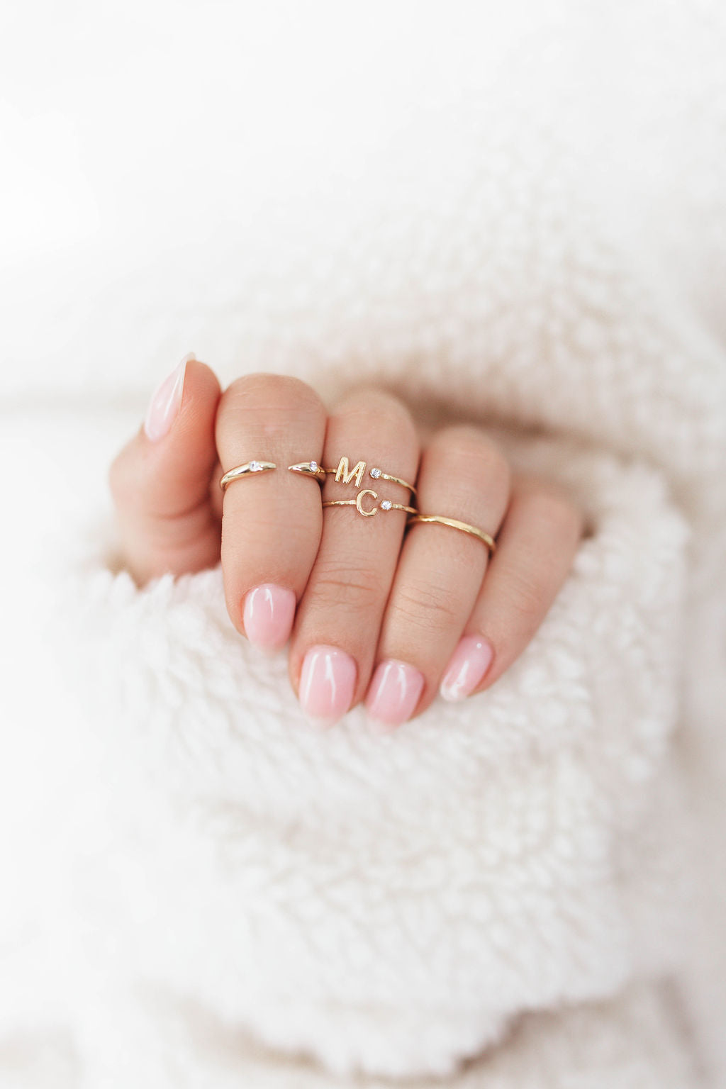 Initial M Ring, Initial C Ring, Katie Dean Jewelry