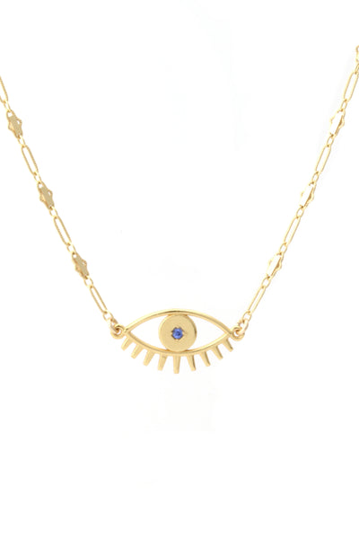 Evil Eye Necklace, Katie Dean Jewelry, handmade in los angeles, Dainty gold