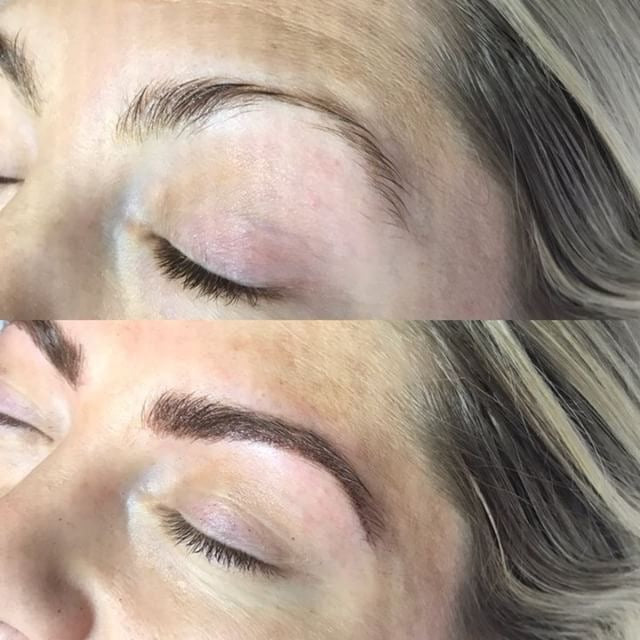 My eyebrows before and after microblading, crazy!