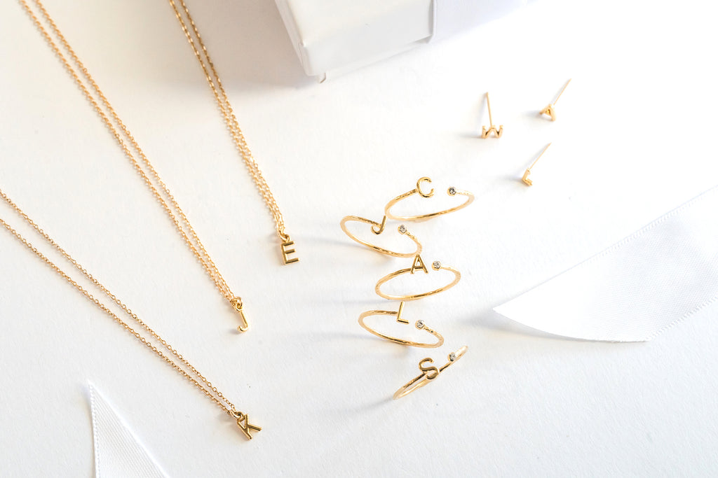 Initials jewelry, Katie Dean Jewelry, dainty jewelry gift guide