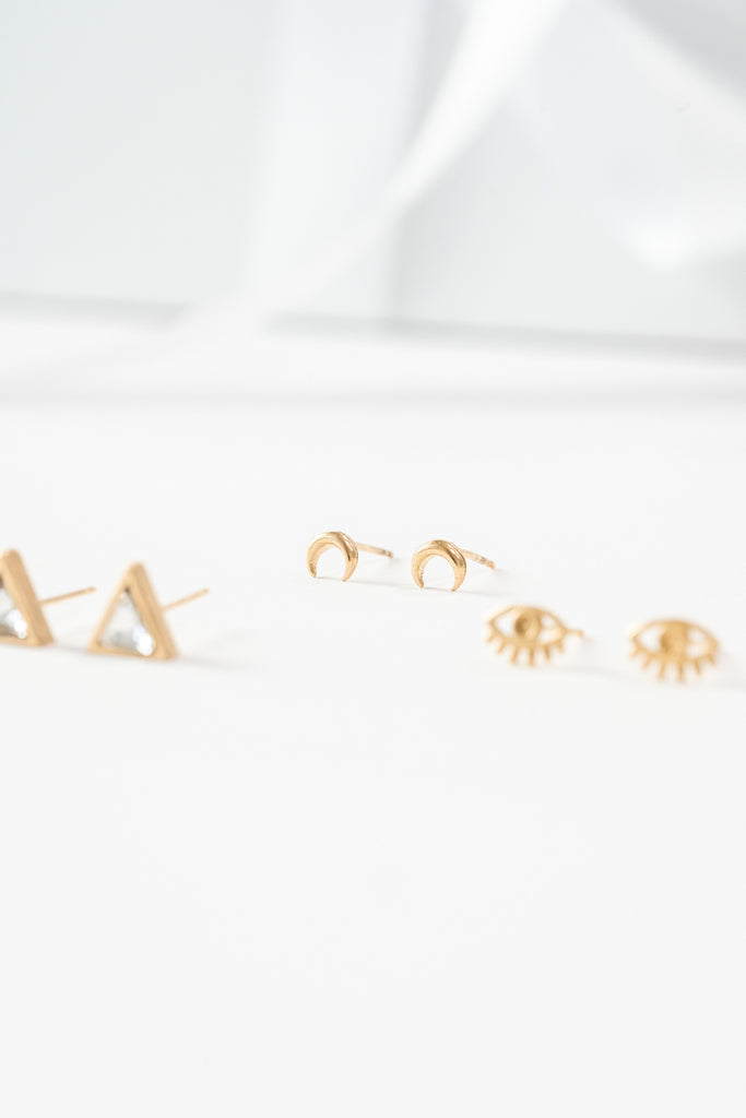 Moon Studs, Katie Dean Jewelry, dainty jewelry gift guide