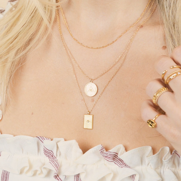 Dainty necklace layering look. All pieces made in California by Katie Dean Jewelry.