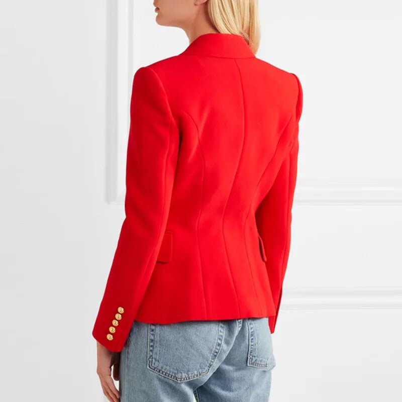 red button blazer