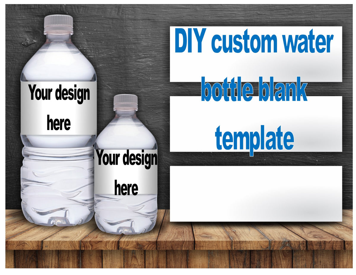 DIY custom water bottle label BLANK TEMPLATE Diva Accessories N More