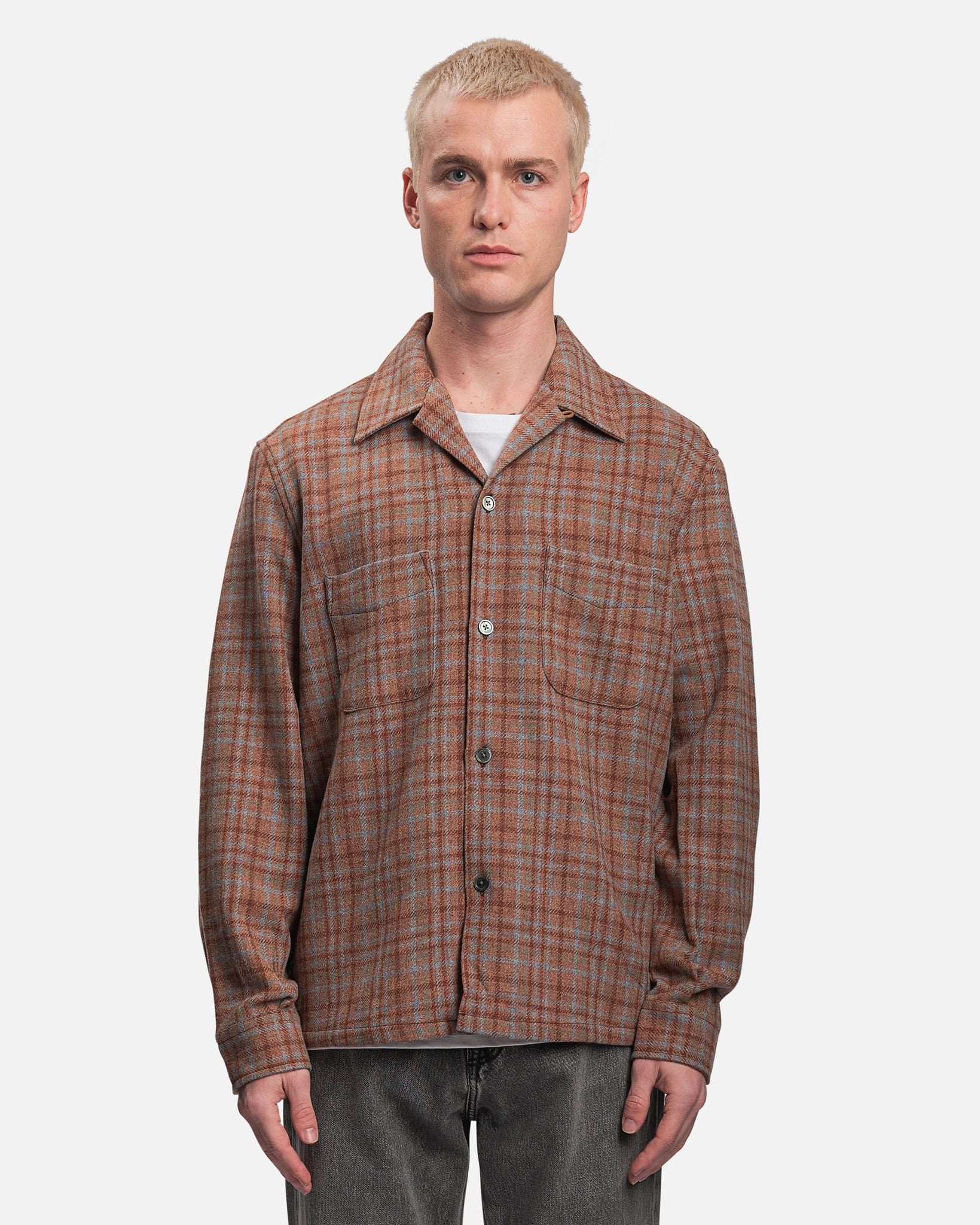 Heusen Shirt in Rust Check Country Wool