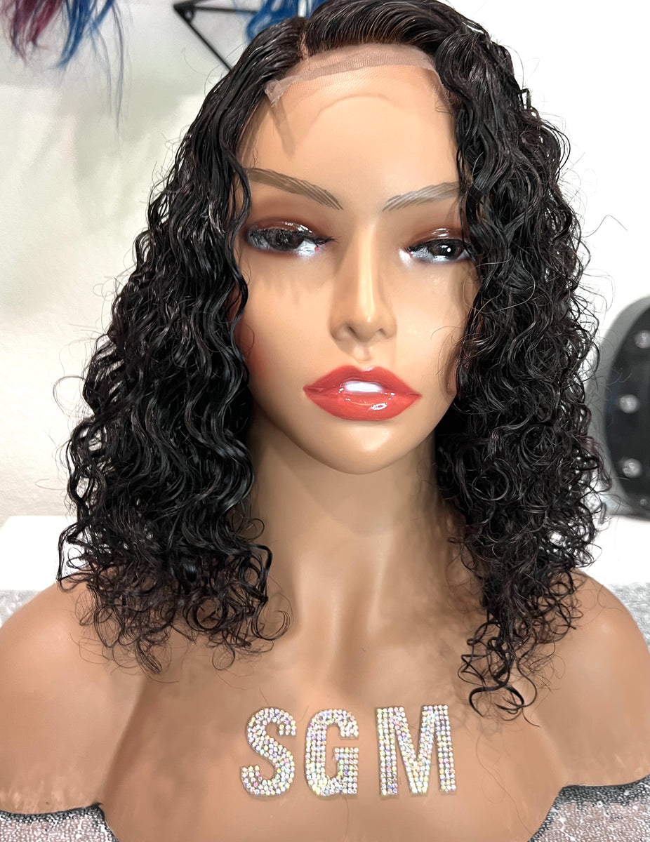 12 inch deep wave lace front wig