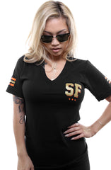 Gold Blooded Kings :: 22 (Women's Black V-Neck)