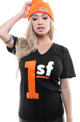 LAST CALL - One SF (Women's Black/Orange V-Neck)