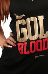 GOLD BLOODED Women's Black/Gold V-Neck
