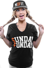 Sunday Funday (Women's Black/Orange V-Neck)