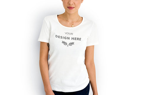 woman wearing customisable design t shirt