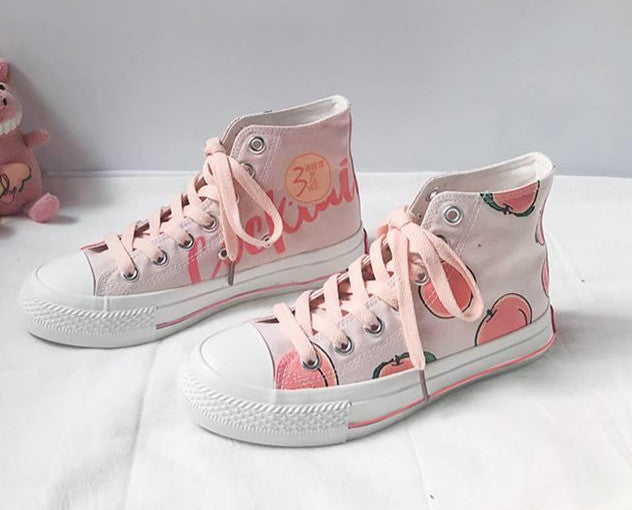 peach canvas shoes