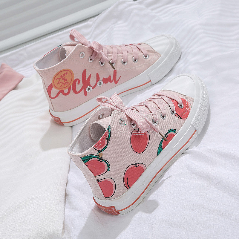 peach canvas shoes