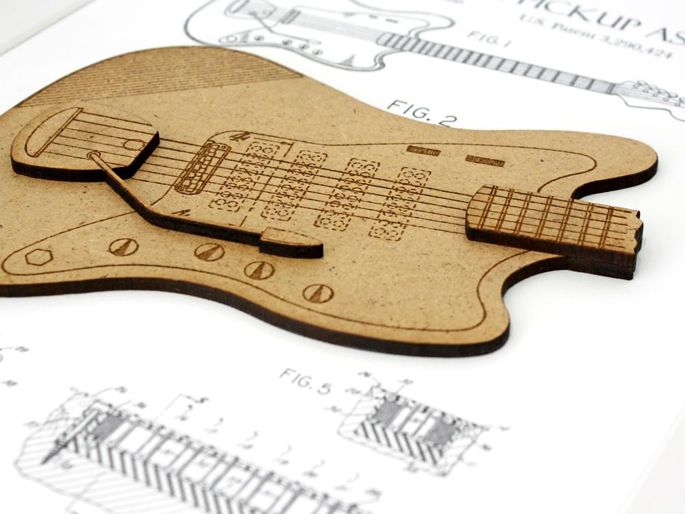 Electric Guitar Art Guitarist Gift Laser Cut Wood