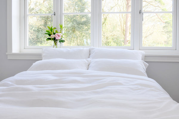 Still White Linen Bedding White Linen Duvet Sets Chalk Pink