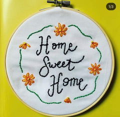 Home sweet hoop hand embroidery hoop kit needle and natter