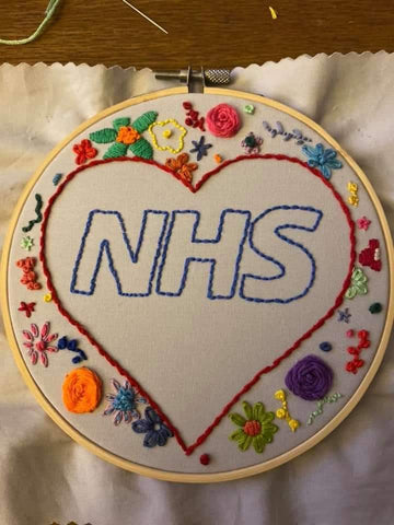 nhs thank you hand embroidery rainbow
