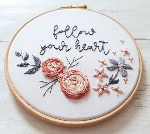 Follow Your Heart - 6" Hoop art 