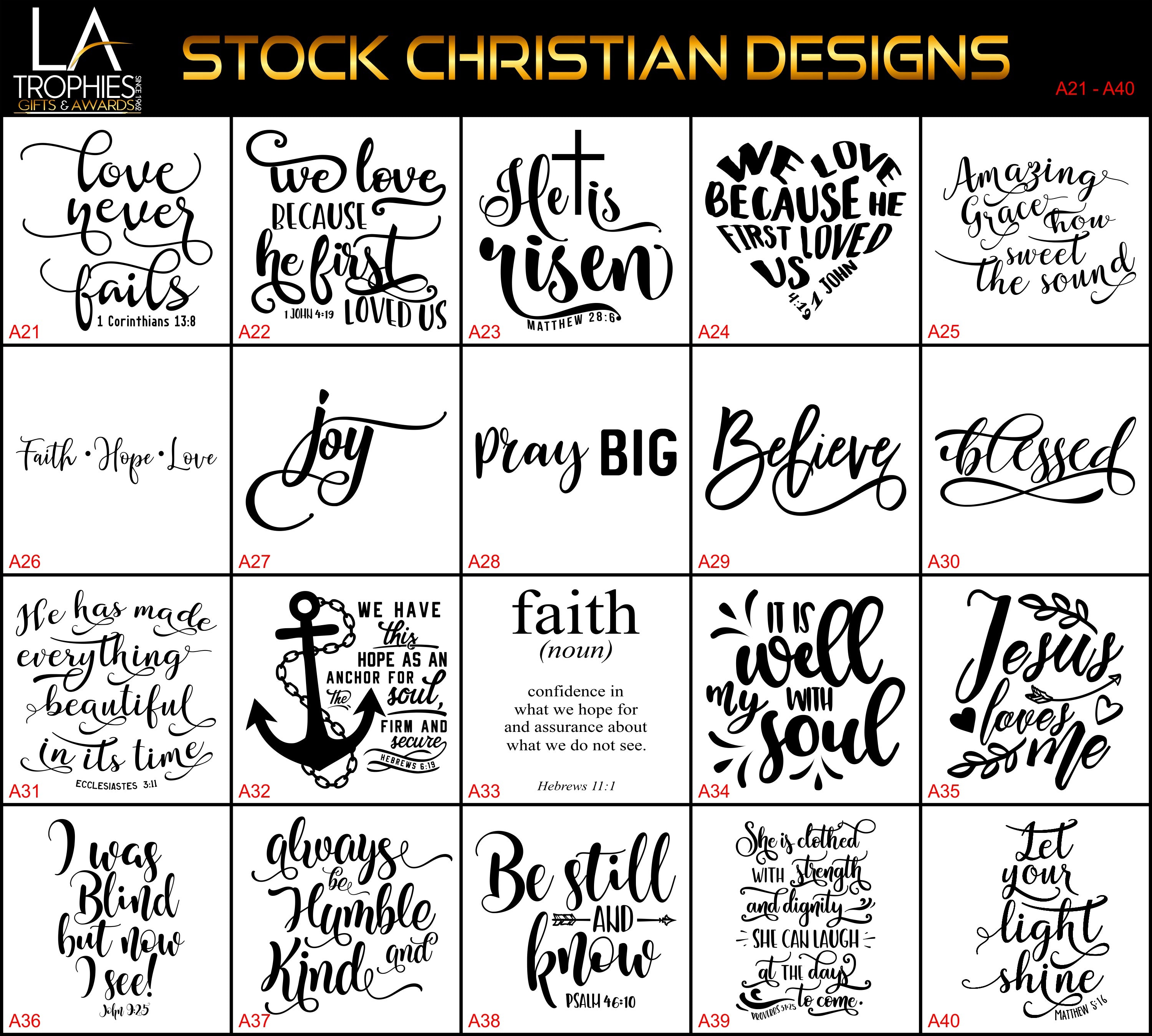 A21-A40 - Stock Christian Designs LA Trophies