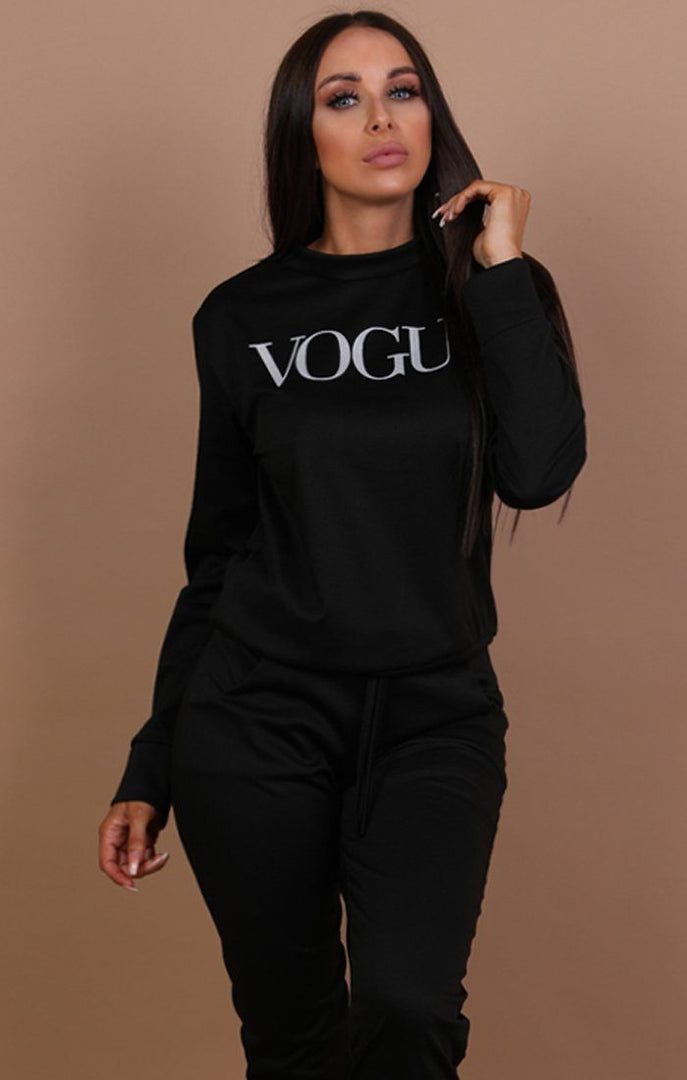 Black Vogue Print Loungewear Set - Miley