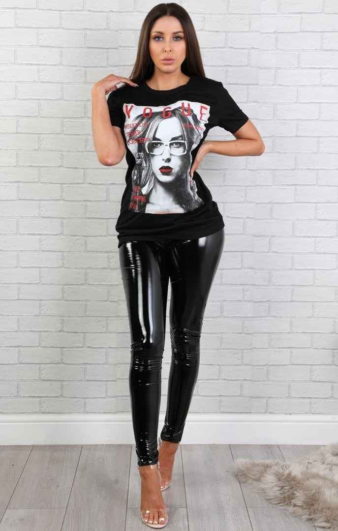 Black Vogue Printed T-shirt- Natasha