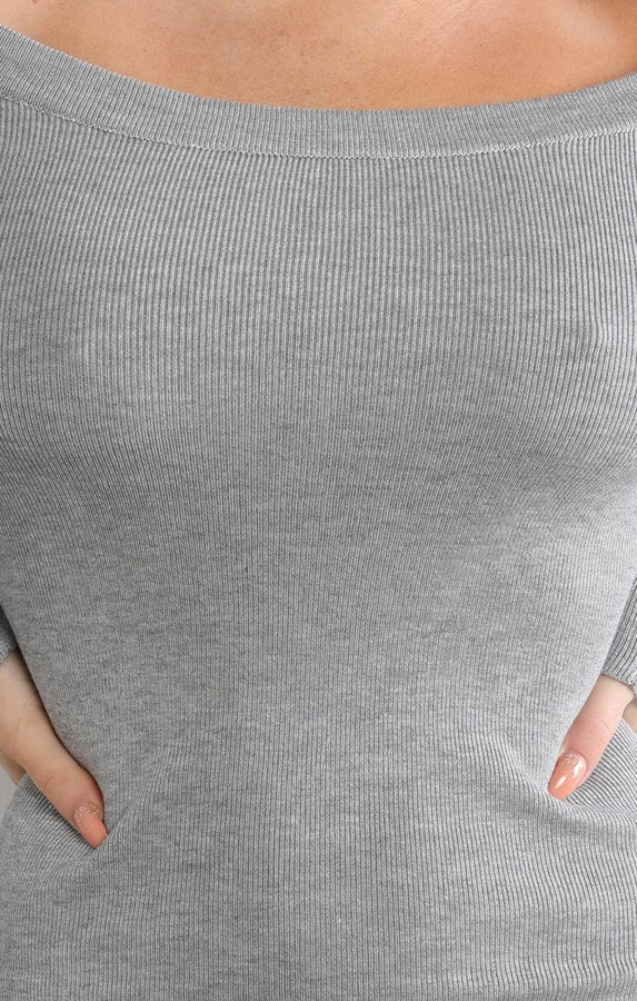 Grey Open Back Bodycon Mini Dress