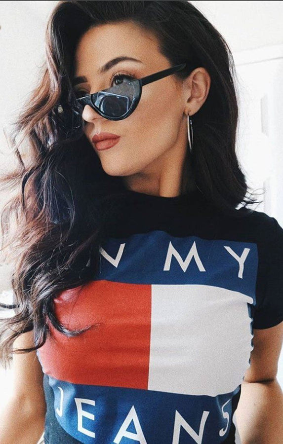 Black Jeans Print Crop Top - Shannon