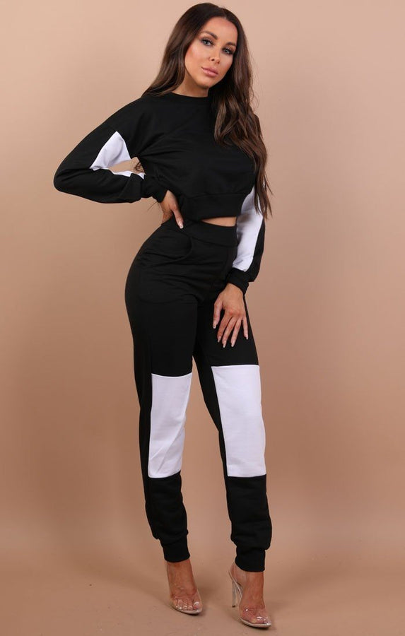 Black And White Patched Loungewear Set - Lucy