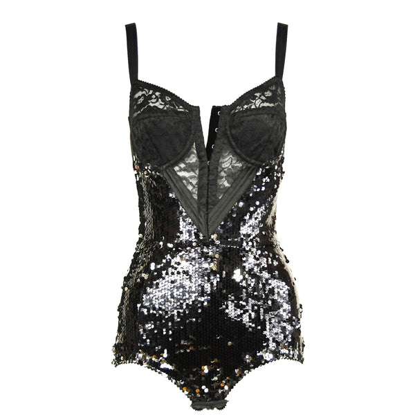 black sequin bodysuit