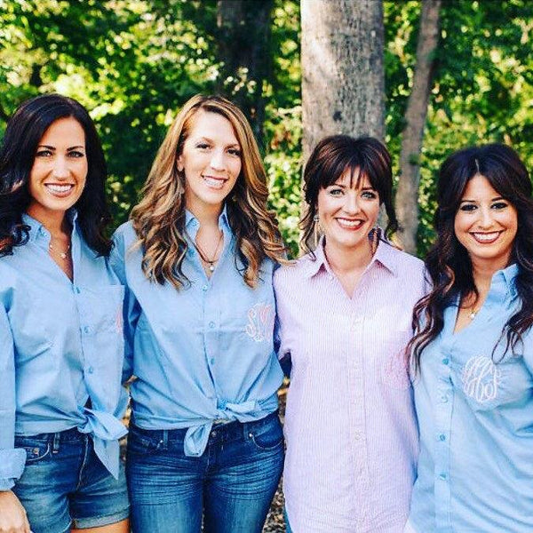 monogram button down bridesmaids