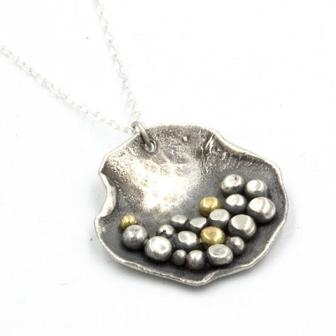 Pebbles on the Beach Necklace with 18ct gold accents and oxidised finish