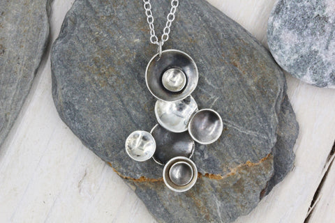 Space inspired necklace, handcrafted in 100% recycled sterling silver by Gemma Tremayne Jewellery
