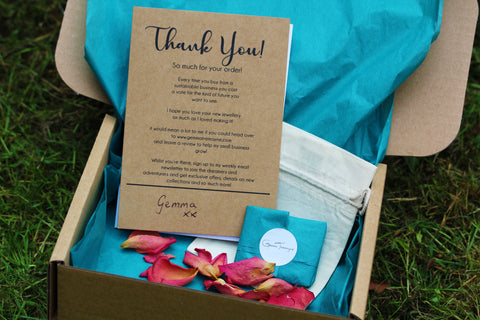 100% sustainable jewellery packaging by Gemma Tremayne Jewellery 