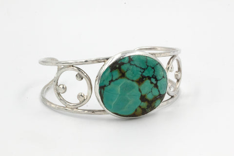 Bespoke Silver turquoise cuff bracelet by Gemma Tremayne Jewellery 
