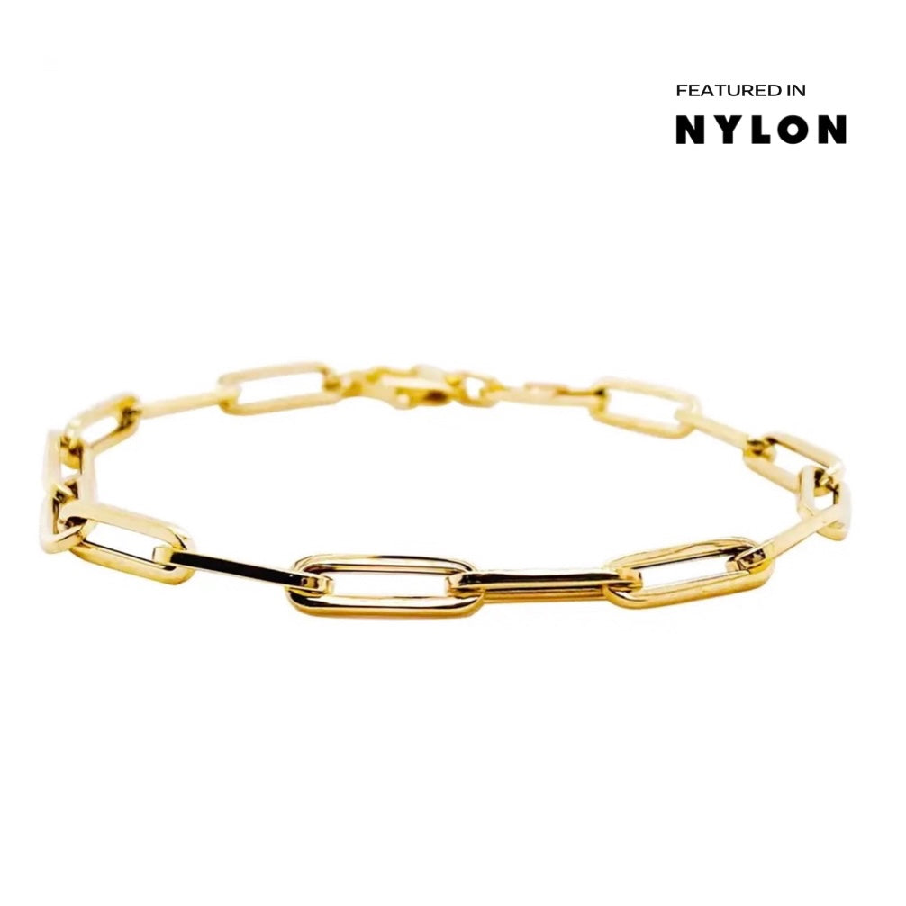 18k gold paperclip bracelet