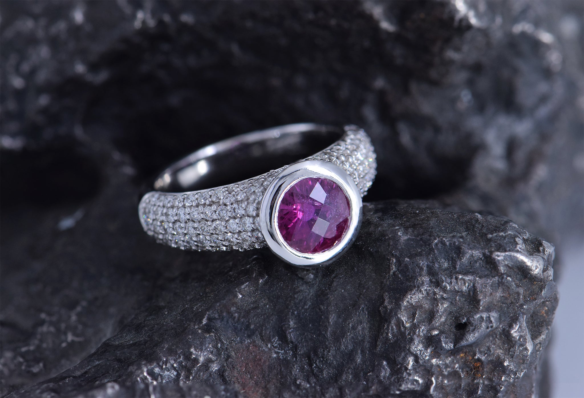 Alchemy Jeweler- Ruby and Diamond Ring - Anza Gems and Temple St Clair - Engagement Ring