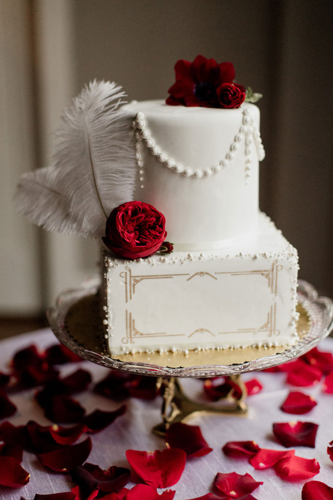 West End Ballroom-Alchemy Jeweler-Oregon Bride-Gatsby wedding cake