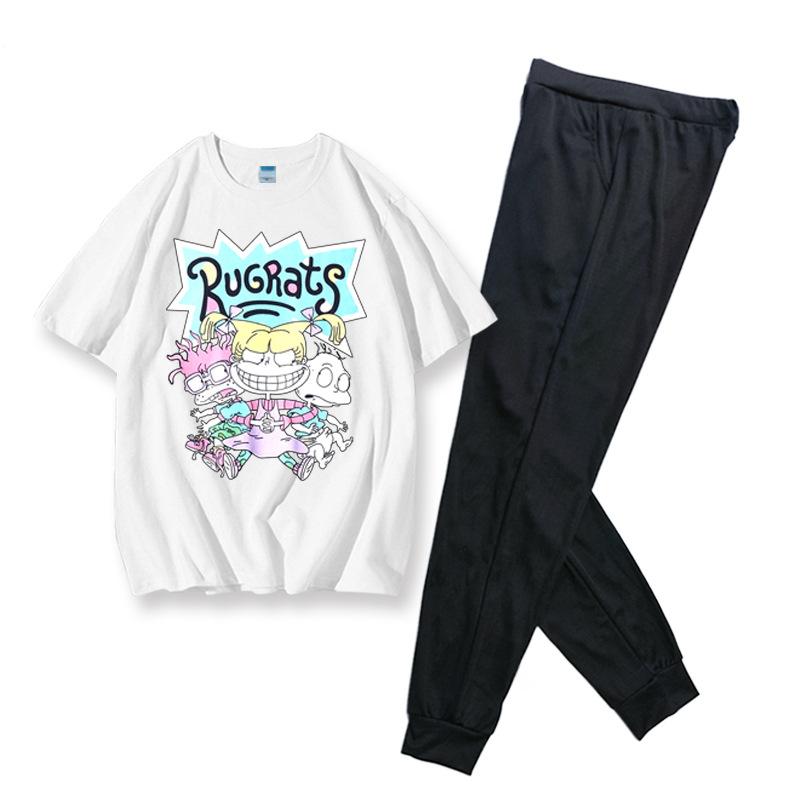 Women Rugrats Cosplay Short Sleeve Shirt Long Pants Set Summer 2