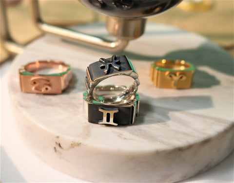 The W Brothers Zodiac Horoscope Rings, sterling silver 18k gold 18k rose gold