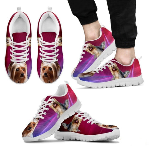 Cute Silky Terrier Print Sneakers For Men(WhiteBlack)- Free Shipping-Paww-Printz-Merchandise