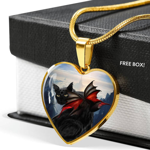 Bombay Cat Print Heart Pendant Luxury Necklace-Free Shipping