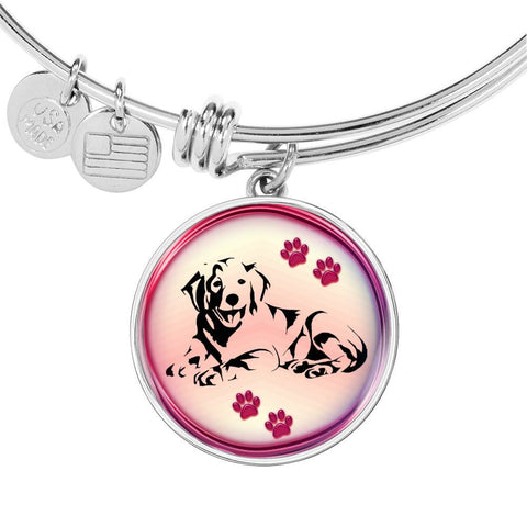 Golden Retriever Dog Circle Pendent Luxury Bangle-Free Shipping