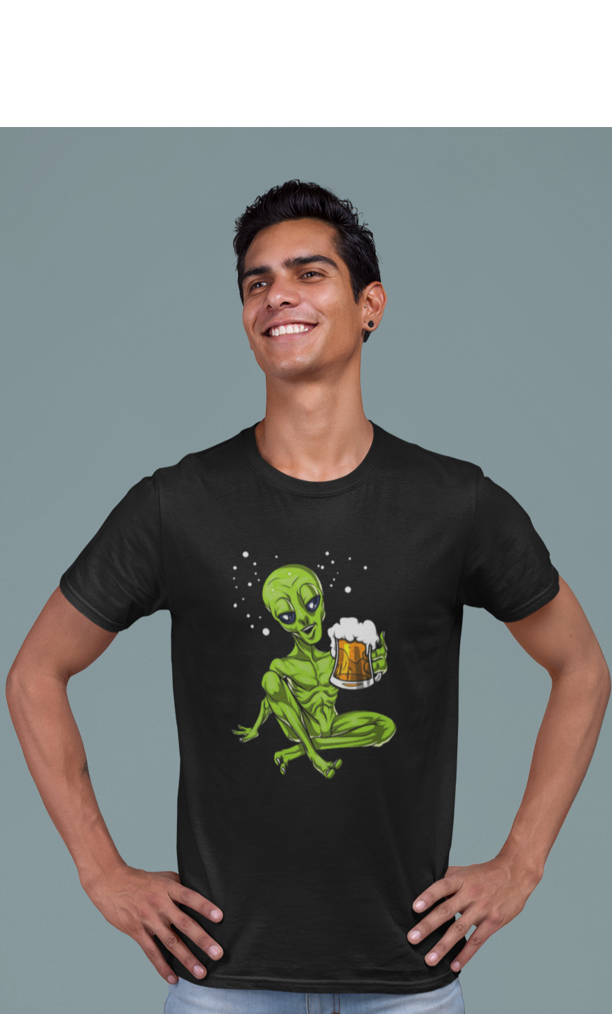 Alien Having Beer Alien And Space Half Sleeve T Shirts By Antherr