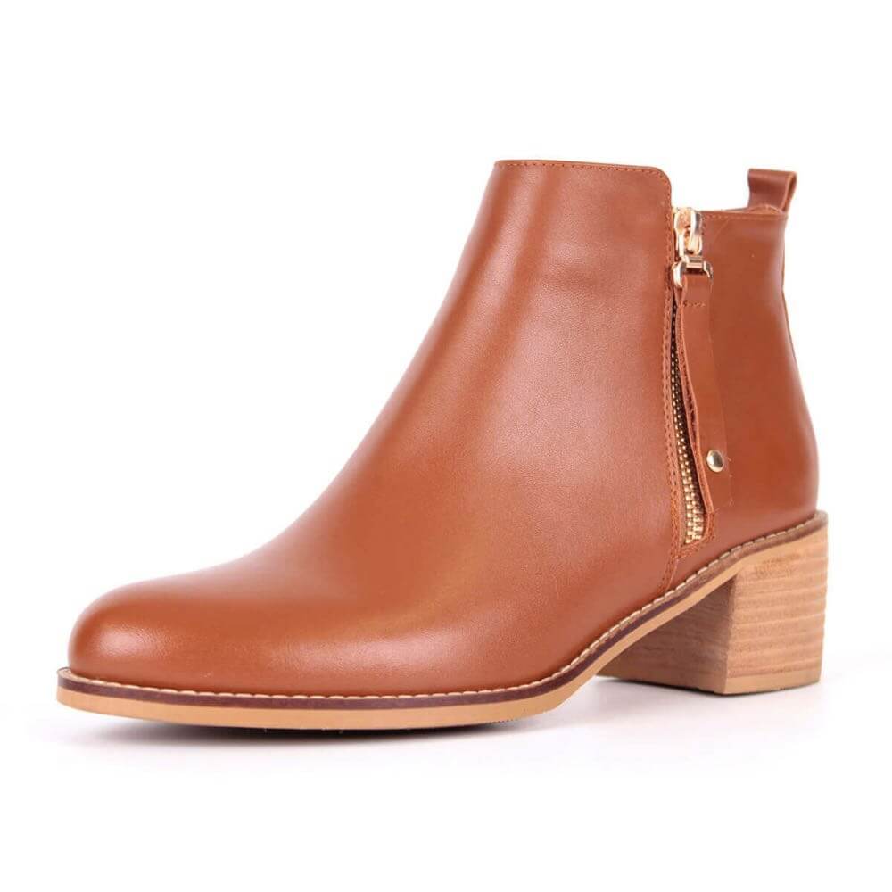 brown leather ankle boots