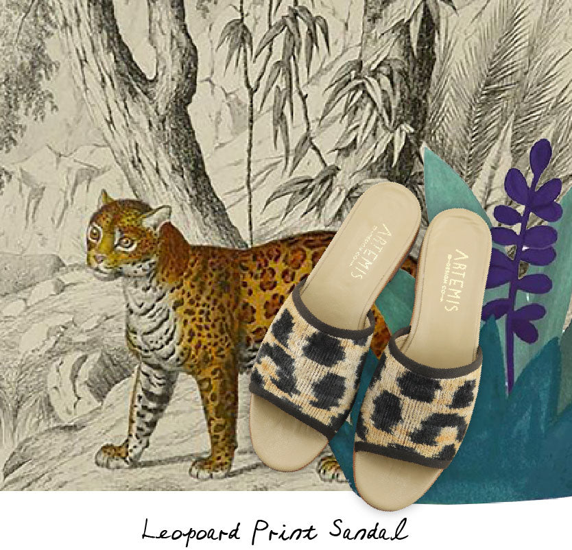 leopard print velvet sandal
