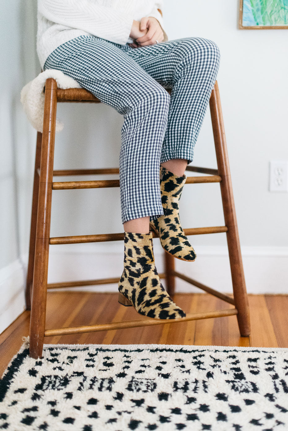 Our leopard print velvet boot worn by Milicent Armstrong.