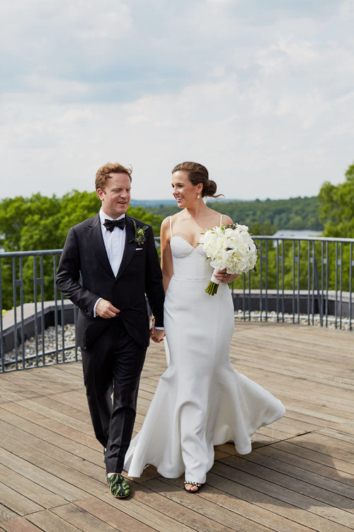 Bride and Groom in Artemis velvet shoes