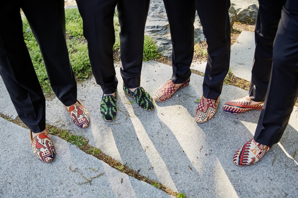 groom and groomsmen in kilim loafers